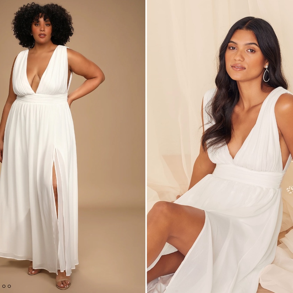 Lulu's Elegant Goddesses White Maxi Dress